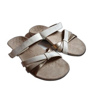 Vionic Zora Women's Tan White Strappy Orthaheel Sandals Size 8